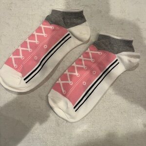 Stylish faux converse style sneaker Pink and Gray Ankle Socks. NEW!